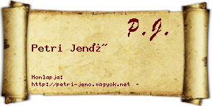 Petri Jenő névjegykártya